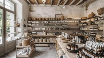 A shop filled with shelves of various items photo