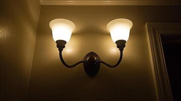 Two light fixtures on a wall photo