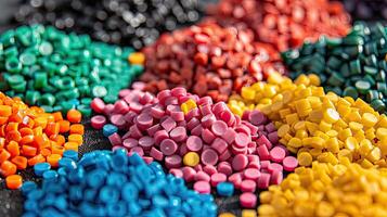 A pile of colorful colored plastic beads photo