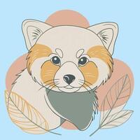 A red panda with leaves and flowers on a blue background vector