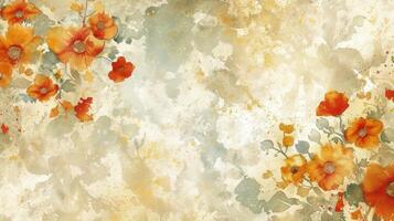 A painting of orange flowers on a white background photo