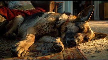 A dog laying on the floor photo