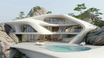 A futuristic house on top of a mountain photo