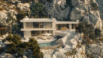 A modern house on a mountain side photo