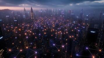 A city with many connected lights photo