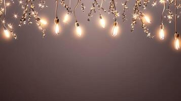 Christmas lights hanging from a branch photo