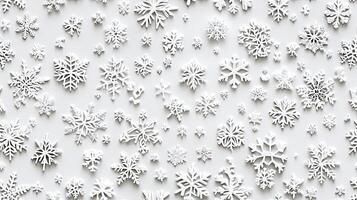 A large group of snowflakes on a white background photo