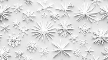 A large group of white paper snowflakes arranged in a pattern photo