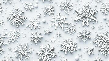 A large group of snowflakes on a white background photo