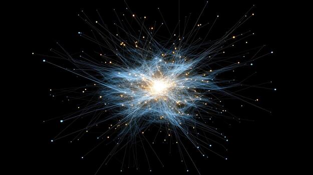 A cluster of dots on a black background photo