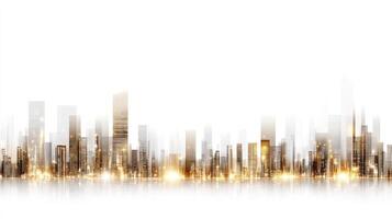An abstract cityscape with golden lights photo