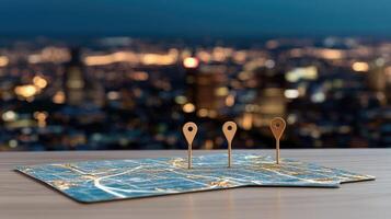 Map of london city with pins on it photo