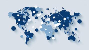 World map with blue dots photo
