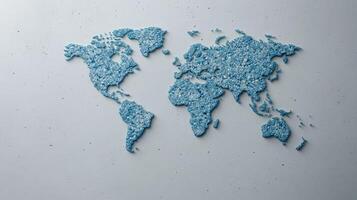 A world map made out of blue plastic photo