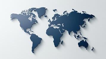 A world map is shown on a white background photo