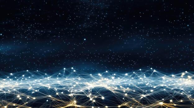 A network of lights and stars in the sky photo