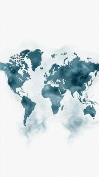 A world map with smoke coming out of it photo