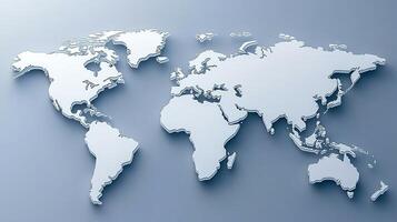3d world map on blue background photo