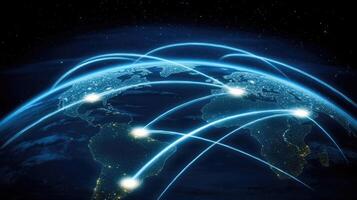 The earth is connected to the world with many connections photo