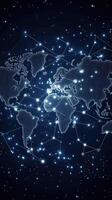 World map with connected network elements of this image furnished by nasa photo