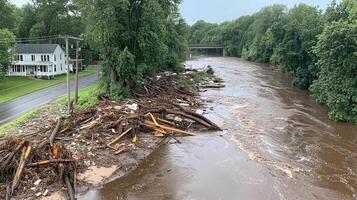 A river that is covered in debris and debris photo