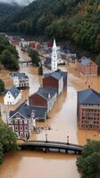 Flooding in a small town in the mountains photo