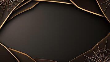 Golden spider web background with black and gold frame photo