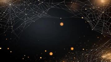 Spider web background with golden lights photo