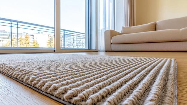 A rug on the floor in front of a window photo