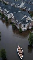 Flooded houses in the middle of a flooded neighborhood photo