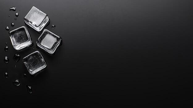 Four ice cubes on a black background photo