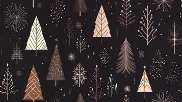 Christmas trees and stars on a black background photo
