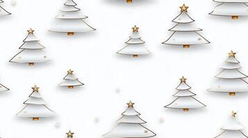 Christmas tree seamless pattern with gold stars and white paper photo
