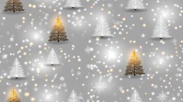 Christmas trees and snowflakes on a gray background photo