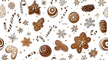 Christmas cookies and candies on a white background photo