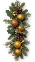 Christmas decorations with golden balls and pine cones photo