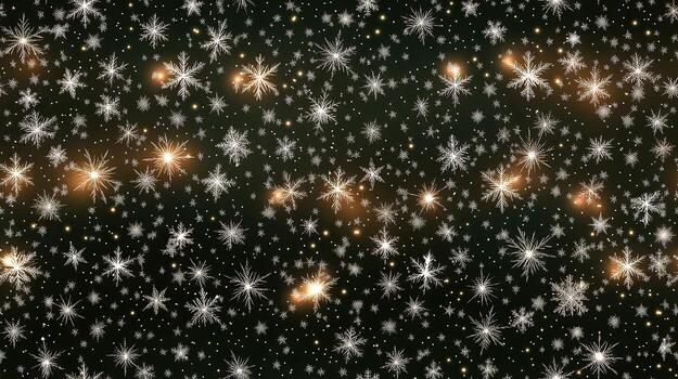 Snowflakes on black background with stars photo