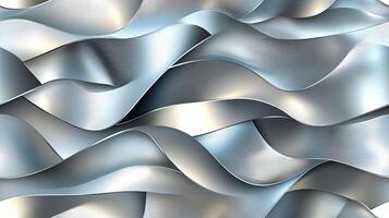 A metallic wave pattern with silver and white waves photo