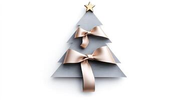 Christmas tree with bow on white background photo