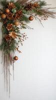 A christmas wreath with pine cones and pine cones photo