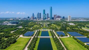 Houston skyline from the air photo