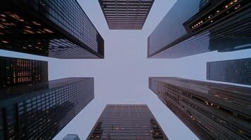 Tall buildings in the city with a sky background photo