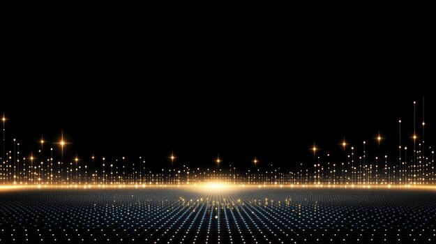 Abstract background with golden lights and dots photo