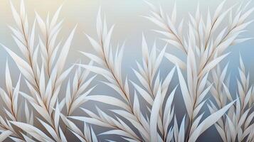 Winter grass background with frosty blue sky and white grass photo