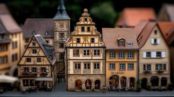 A miniature town with a clock tower and a church photo