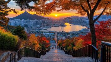 The sunset over seoul, south korea photo