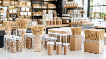 A store with many different types of wooden sticks photo