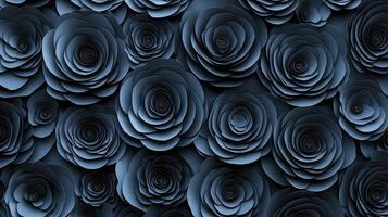 A large group of black roses are arranged in a pattern photo