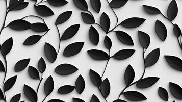 A black and white abstract pattern of leaves photo