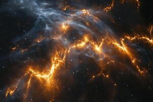 An image of a nebula with bright orange and yellow lights photo